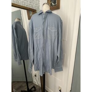 Tommy Bahama Jeans Mens XL Blue Island Modern Fit Button Up Long Sleeve Chambray